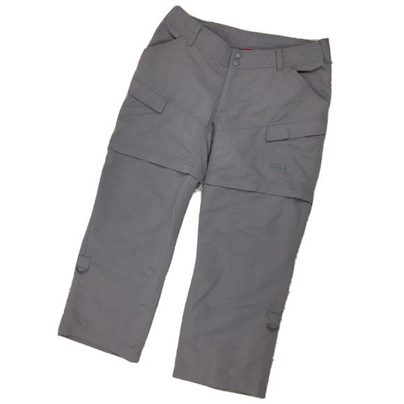 The North Face Size 10 Gray Nylon Convertible Crop Hiking Pants - Picture 1 of 10